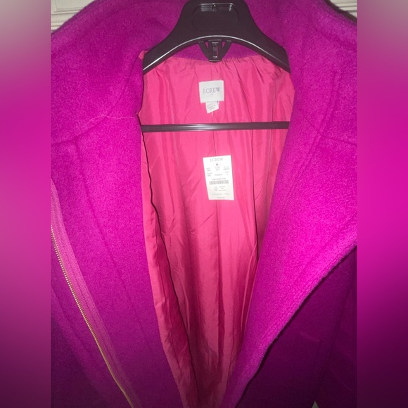 Fuchsia J-Crew Wool Coat. Size 4 - Picture 2 of 3